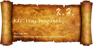 Kállay Henriett névjegykártya