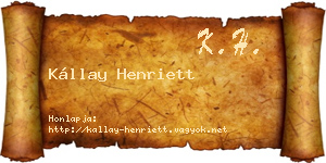 Kállay Henriett névjegykártya